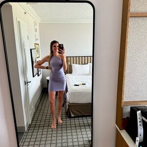 Memoriesea Women's Satin One Shoulder Ruched Bodycon Sleeveless Party Dress!! 😍